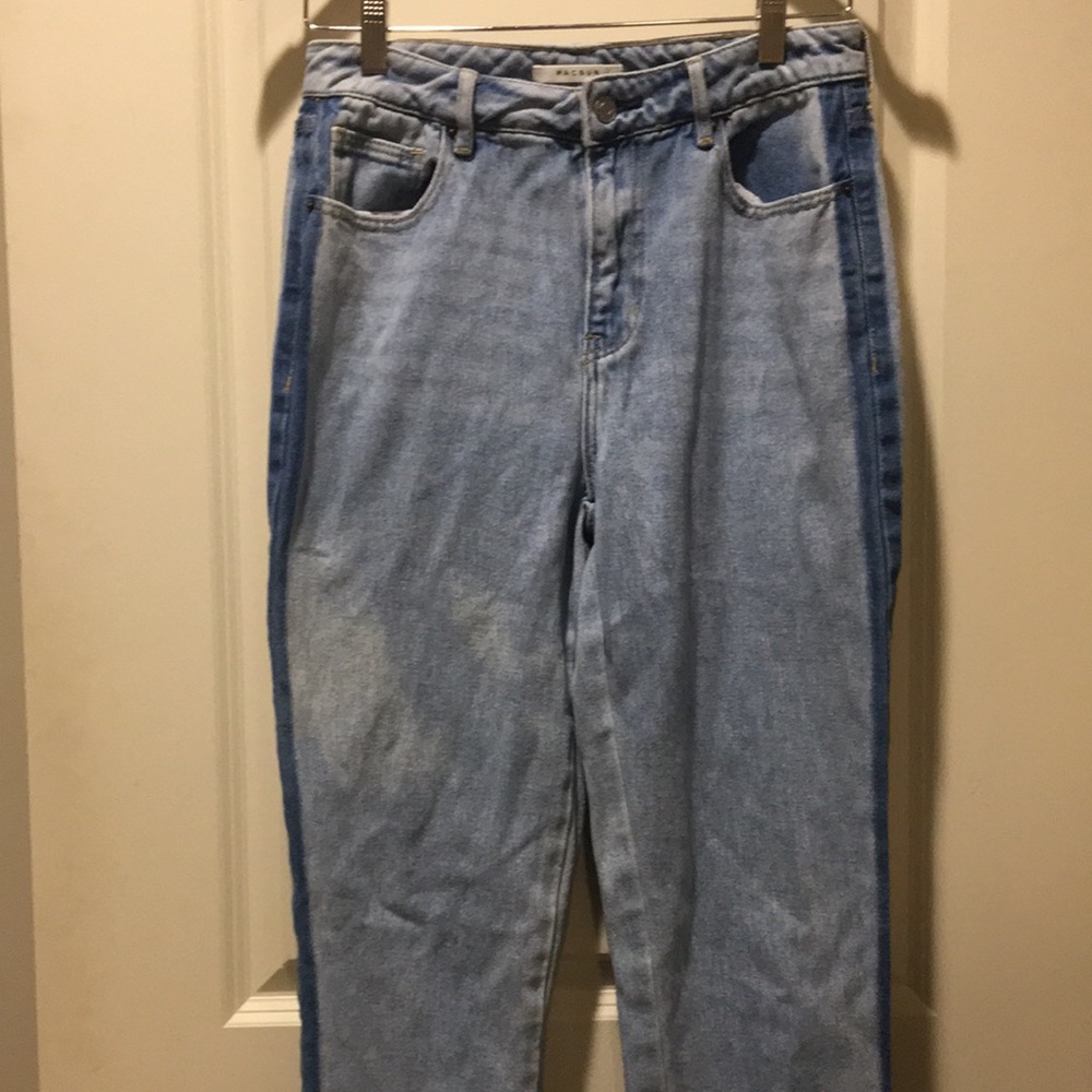 PacSun womens Mom Jeans detail accent sides & lighten areas raw hem size 27
